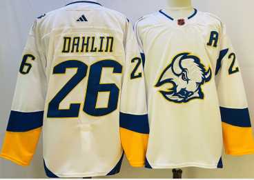 Mens Buffalo Sabres #26 Rasmus Dahlin White 2022 Reverse Retro Authentic Jersey